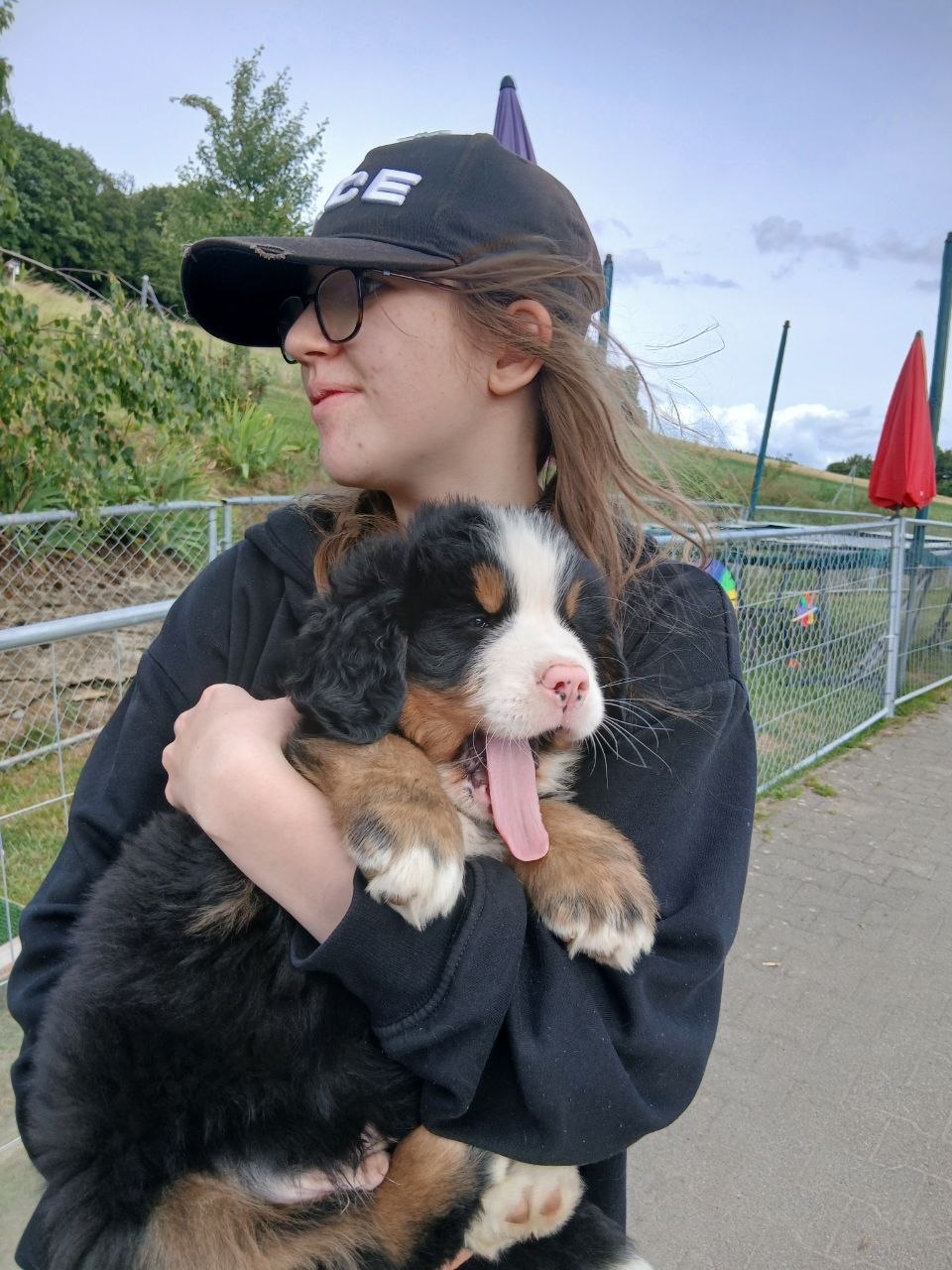 Anna Zofia with her new Bernese Mountain Dog